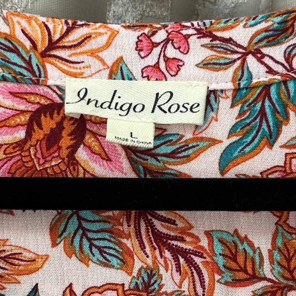Indigo Rose Floral Pink Short Sleeve Maxi Dress Size Large - Picture 2 of 8